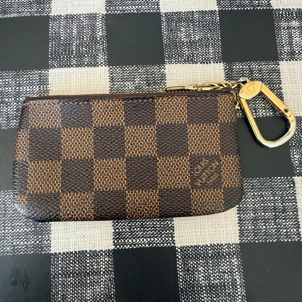 Louis Vuitton Damier Ebene Key Pouch with Gold Hardware